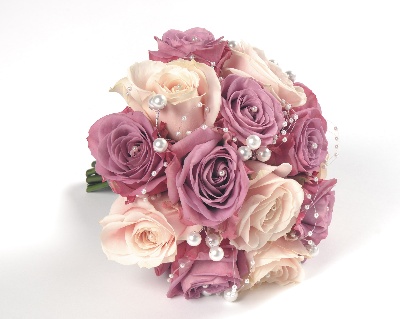 Roses and pearls hand tied